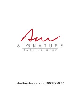 Initial Letter AM Logo - Hand drawn Signature Logo