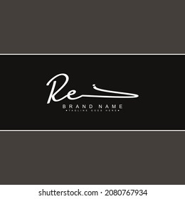 Initial Letter RE Logo - Hand Drawn Signature Logo
