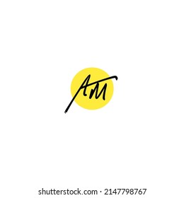 Initial Letter Am Logo - Handwritten Signature Logo