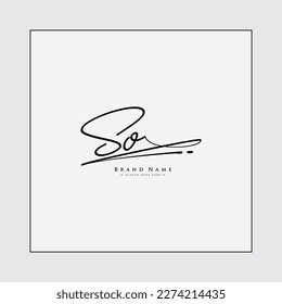 Initial Letter SO Logo - Handwritten Signature Style Logo