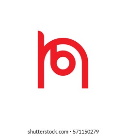 initial letter logo hb, bh, b inside h rounded lowercase red flat
