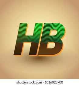 initial letter logo HB colored green and brown with striped composition, Vector logo design template elements for your business or company identity