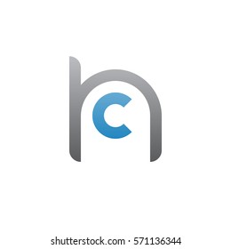 initial letter logo hc, ch, c inside h rounded lowercase blue gray