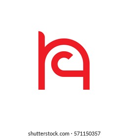initial letter logo hc, ch, c inside h rounded lowercase red flat