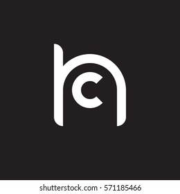 initial letter logo hc, ch, c inside h rounded lowercase white black background
