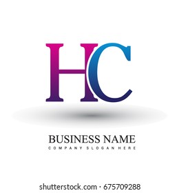 initial letter logo HC colored red and blue, Vector logo design template elements for your business or company identity