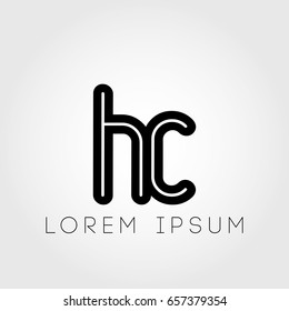 initial letter logo hc outline lowercase black logotype