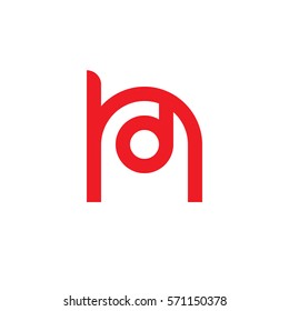 initial letter logo hd, dh, d inside h rounded lowercase red flat