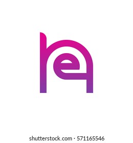initial letter logo he, eh, e inside h rounded lowercase purple pink