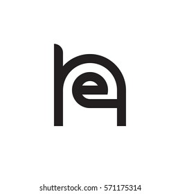 initial letter logo he, eh, e inside h rounded lowercase black monogram