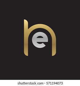 initial letter logo he, eh, e inside h rounded lowercase logo gold silver