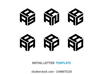 initial letter Logo Hexagon set of six collection