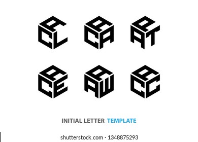 initial letter Logo Hexagon set of six collection