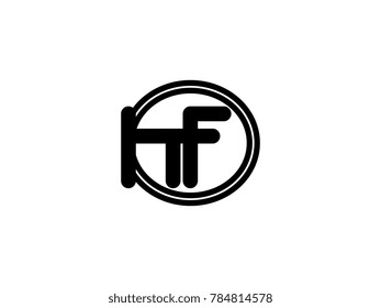 Initial letter logo hf lowercase in a black oval circle