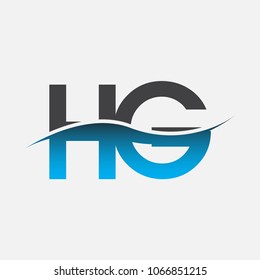 initial letter logo HG company name blue and black color swoosh design. vector logotype for business and company identity.