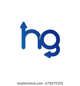 initial letter logo hg, gh, h, g, arrow rounded lowercase blue