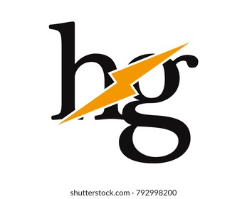Initial letter logo hg lowercase thunder vector design