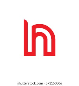 initial letter logo hh, h inside h rounded lowercase red flat