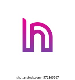 initial letter logo hh, h inside h rounded lowercase purple pink