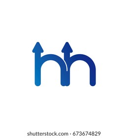 initial letter logo hh, h, arrow rounded lowercase blue