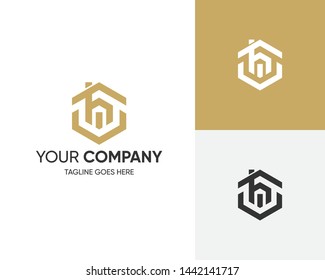 Initial Letter Logo H-H Letter With House Concept Logo Design