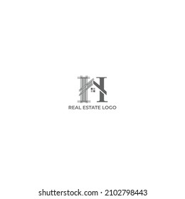 Letra inicial del logotipo H-H con diseño de logotipo de concepto de casa