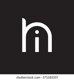 initial letter logo hi, ih, i inside h rounded lowercase white black background