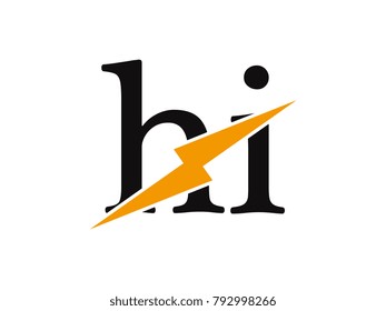 Initial letter logo hi lowercase thunder vector design