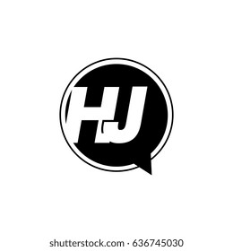 Initial letter logo hj inside speech bubble black