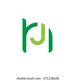 initial letter logo hj, jh, j inside h rounded lowercase green flat