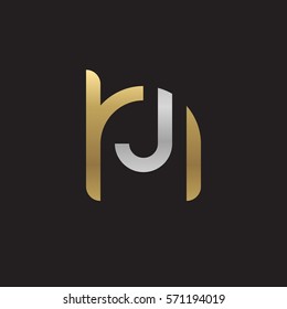 initial letter logo hj, jh, j inside h rounded lowercase logo gold silver