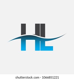 initial letter logo HL company name blue and black color swoosh design. vector logotype for business and company identity.