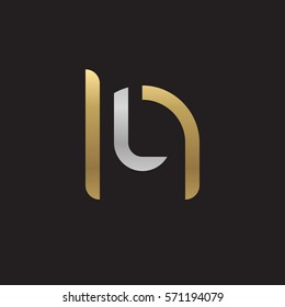 initial letter logo hl, lh, l inside h rounded lowercase logo gold silver