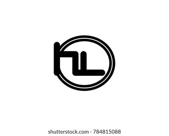 Initial letter logo hl lowercase in a black oval circle