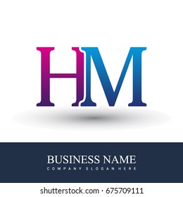 initial letter logo HM colored red and blue, Vector logo design template elements for your business or company identity