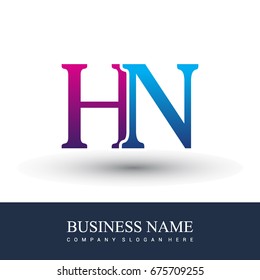 initial letter logo HM colored red and blue, Vector logo design template elements for your business or company identity.