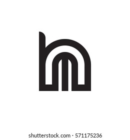 initial letter logo hm, mh, m inside h rounded lowercase black monogram