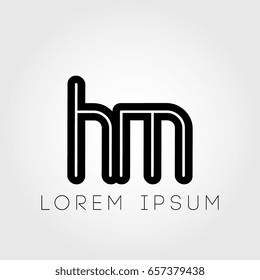 initial letter logo hm outline lowercase black logotype