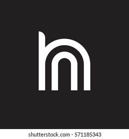 initial letter logo hn, nh, n inside h rounded lowercase white black background