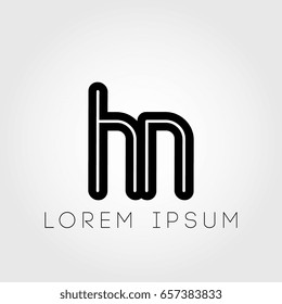 initial letter logo hn outline lowercase black logotype
