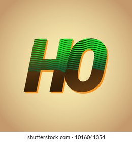 initial letter logo HO colored green and brown with striped composition, Vector logo design template elements for your business or company identity