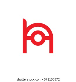 initial letter logo ho, oh, o inside h rounded lowercase red flat