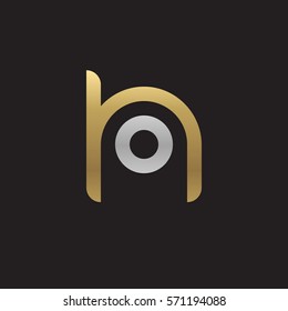 initial letter logo ho, oh, o inside h rounded lowercase logo gold silver