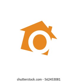 initial letter logo house alphabet orange color