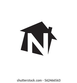 initial letter logo house alphabet black color