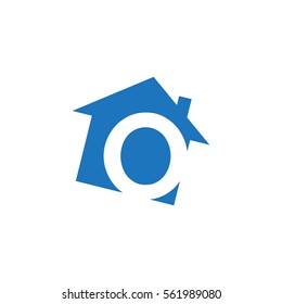 initial letter logo house blue