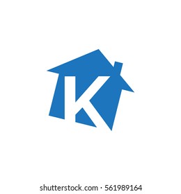 initial letter logo house blue
