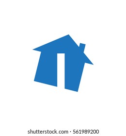 initial letter logo house blue