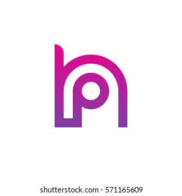 initial letter logo hp, ph, p inside h rounded lowercase purple pink
