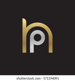 initial letter logo hp, ph, p inside h rounded lowercase logo gold silver